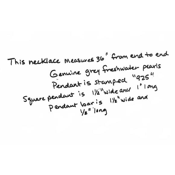 Double Strand Grey Freshwater Pearl Necklace with Modern Sterling Silver Pendant - Picture 8 of 8